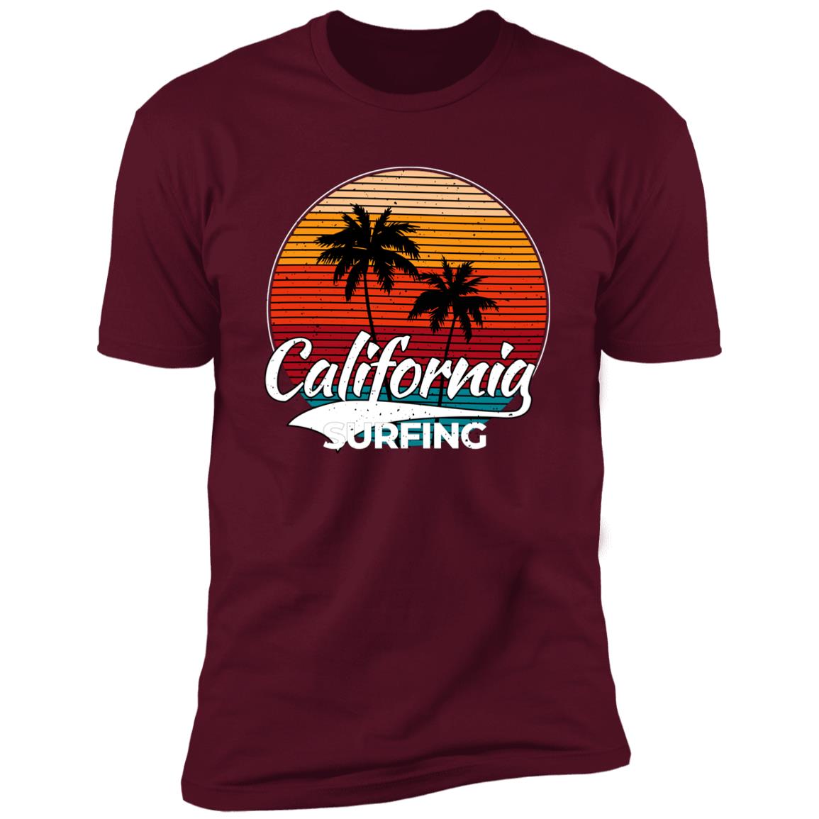 retro clifornia surfing Premium Short Sleeve T-Shirt - Image 5