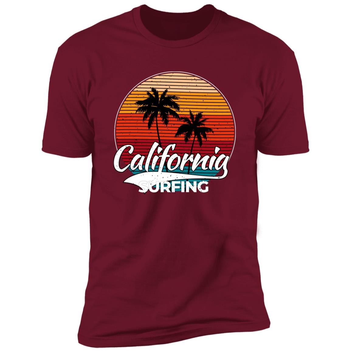 retro clifornia surfing Premium Short Sleeve T-Shirt - Image 7