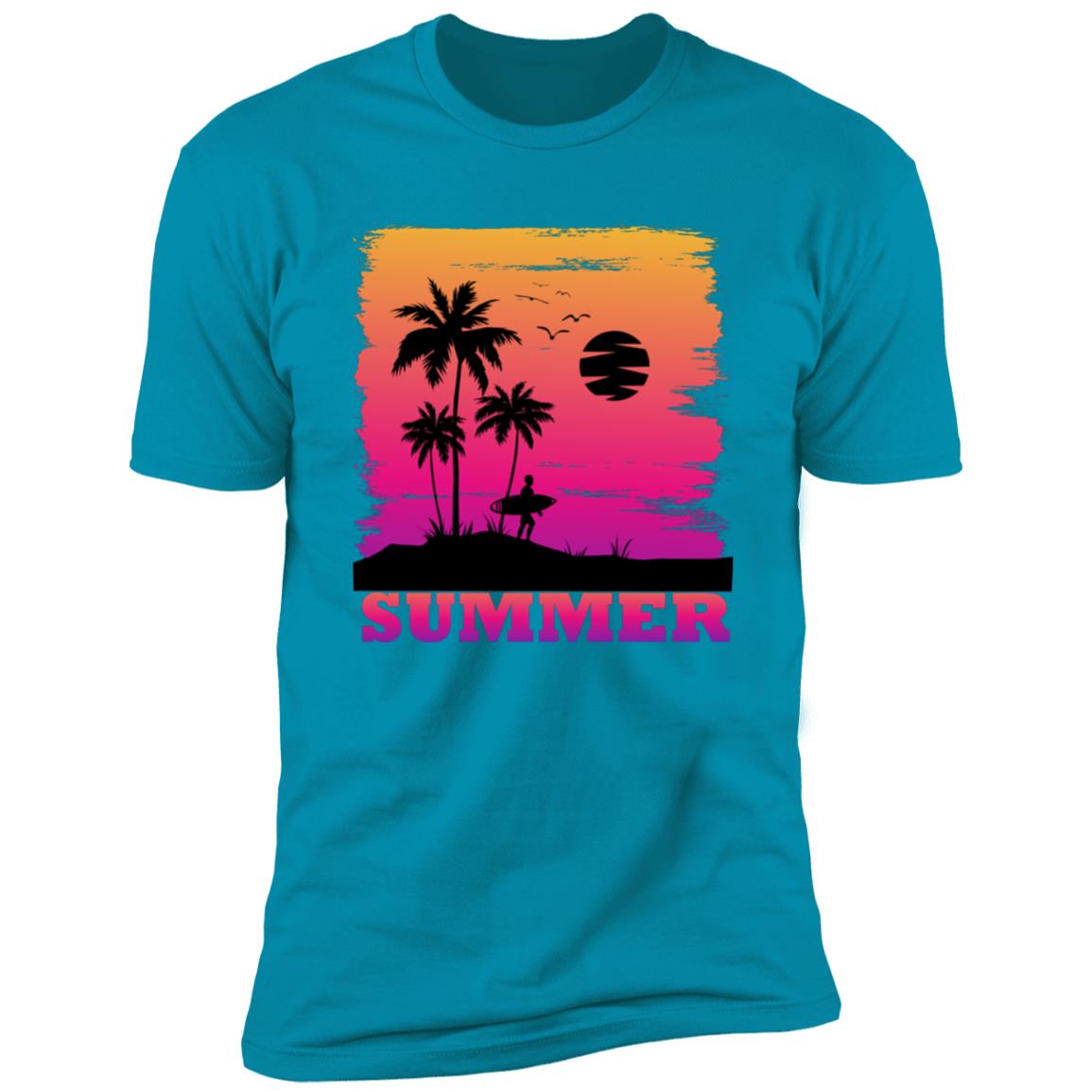 Retro summer surfing Premium Short Sleeve T-Shirt - Image 14