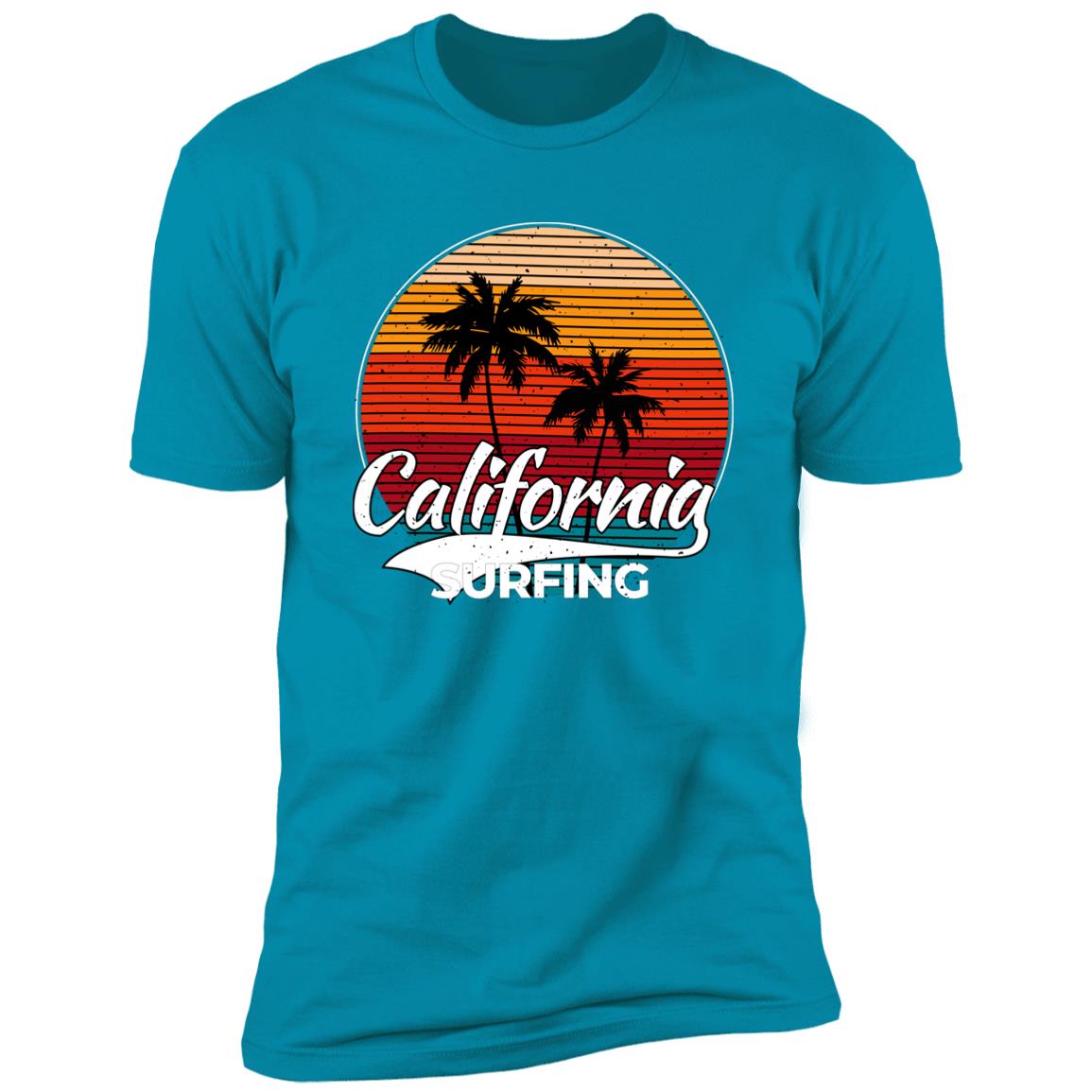 retro clifornia surfing Premium Short Sleeve T-Shirt - Image 14