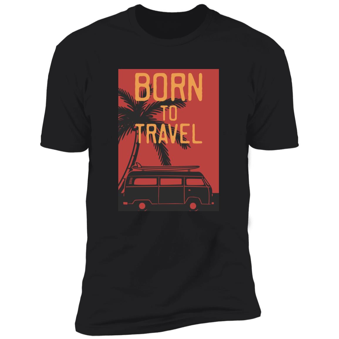 retro born to travel Premium Short Sleeve T-Shirt - Image 4