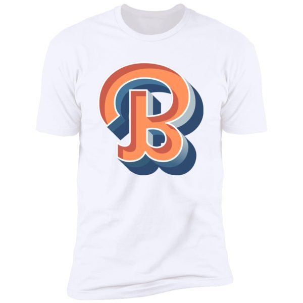 retro B cool script Premium Short Sleeve T-Shirt - Image 3
