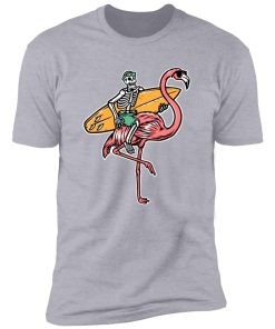 Retro Surfing skeleton on flamingo Premium Short Sleeve T-Shirt