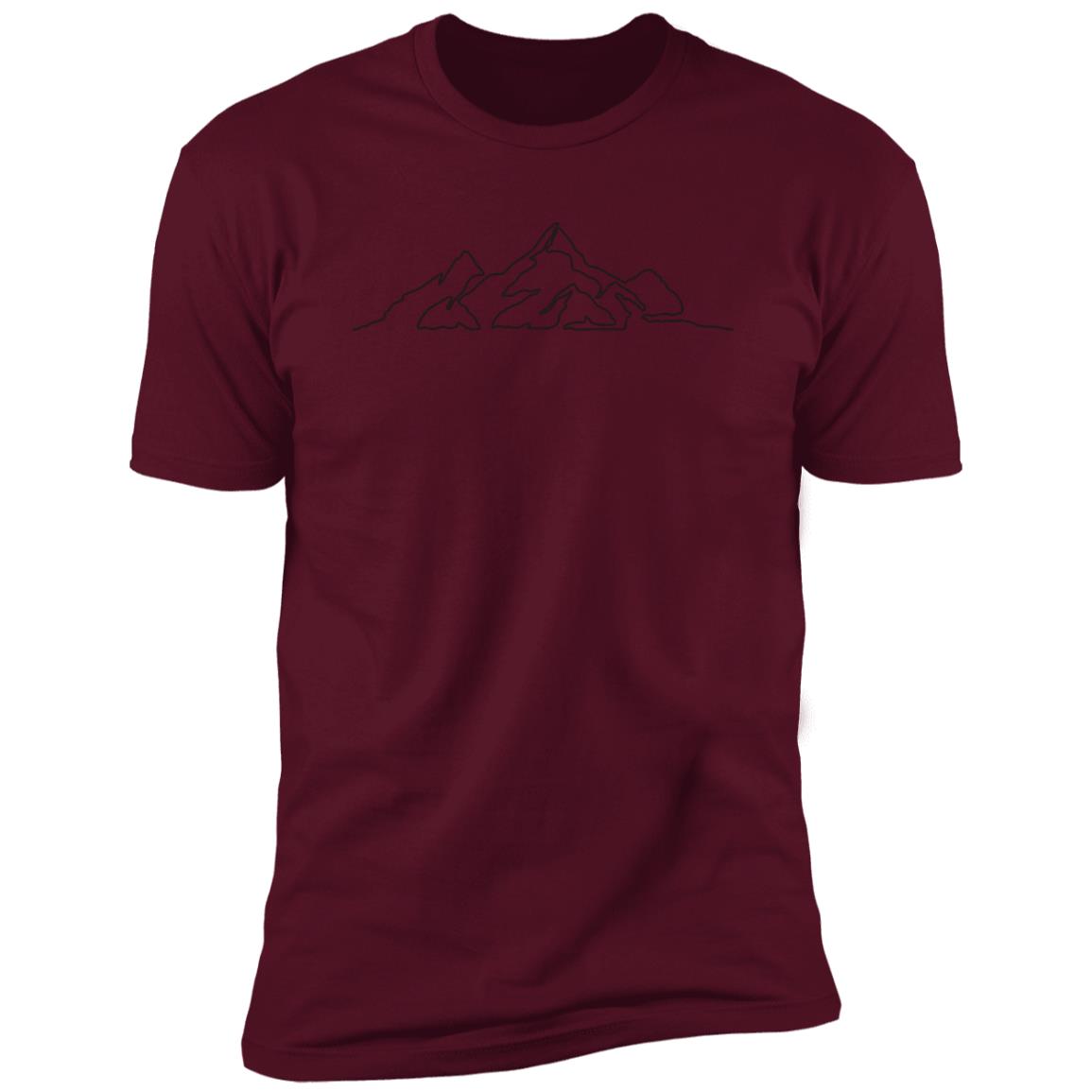 mountain line art black Premium Short Sleeve T-Shirt - Image 5