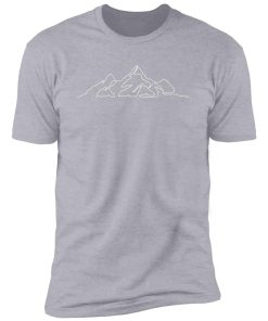 mountain line art white Premium Short Sleeve T-Shirt