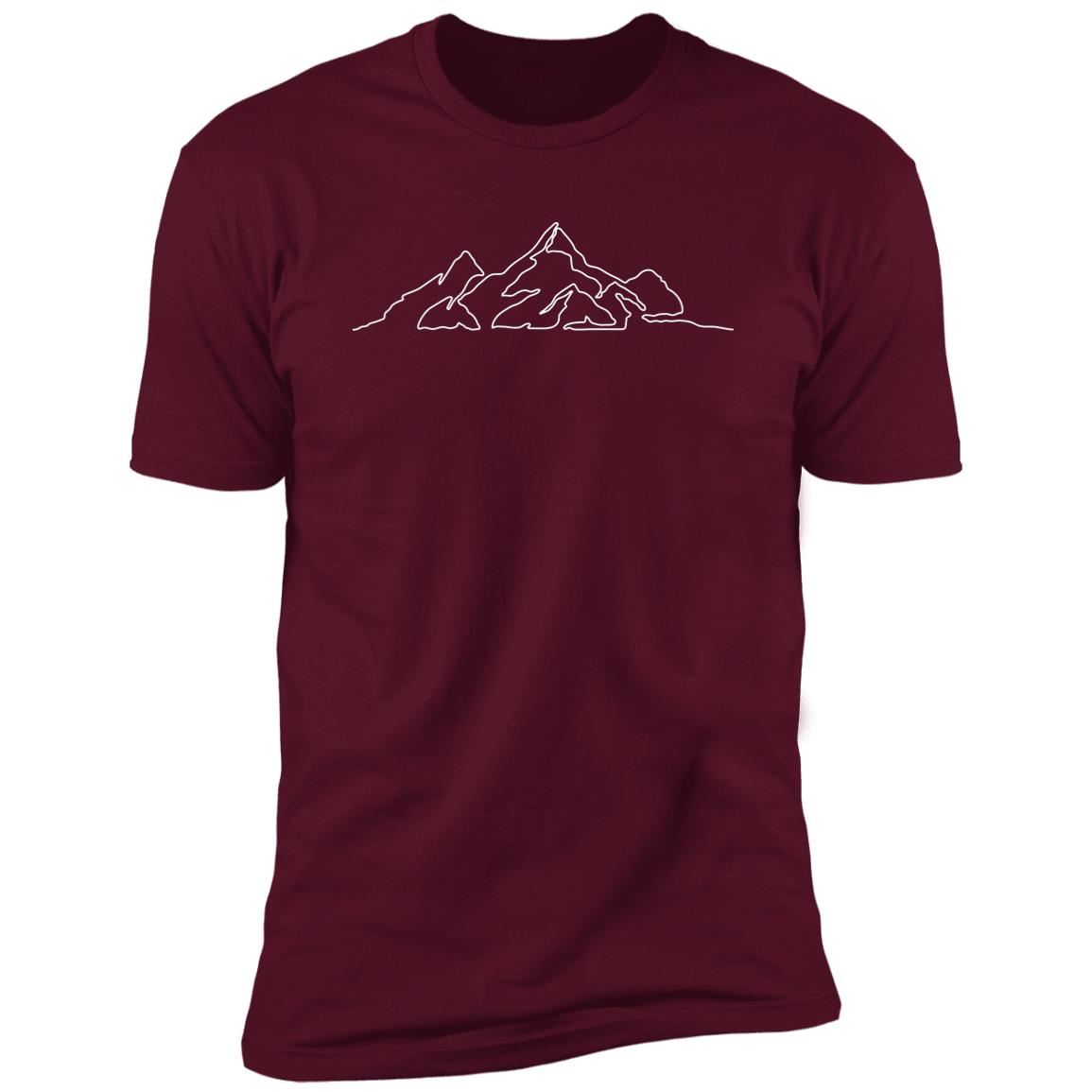 mountain line art white Premium Short Sleeve T-Shirt - Image 5