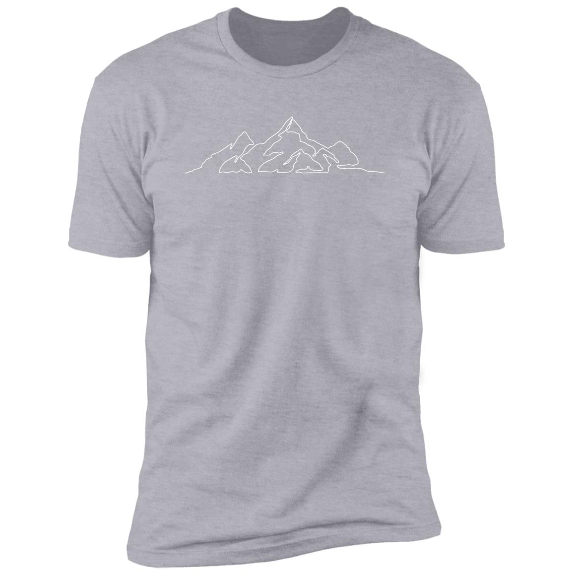 mountain line art white Premium Short Sleeve T-Shirt