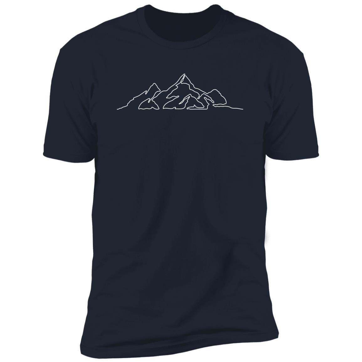mountain line art white Premium Short Sleeve T-Shirt - Image 11