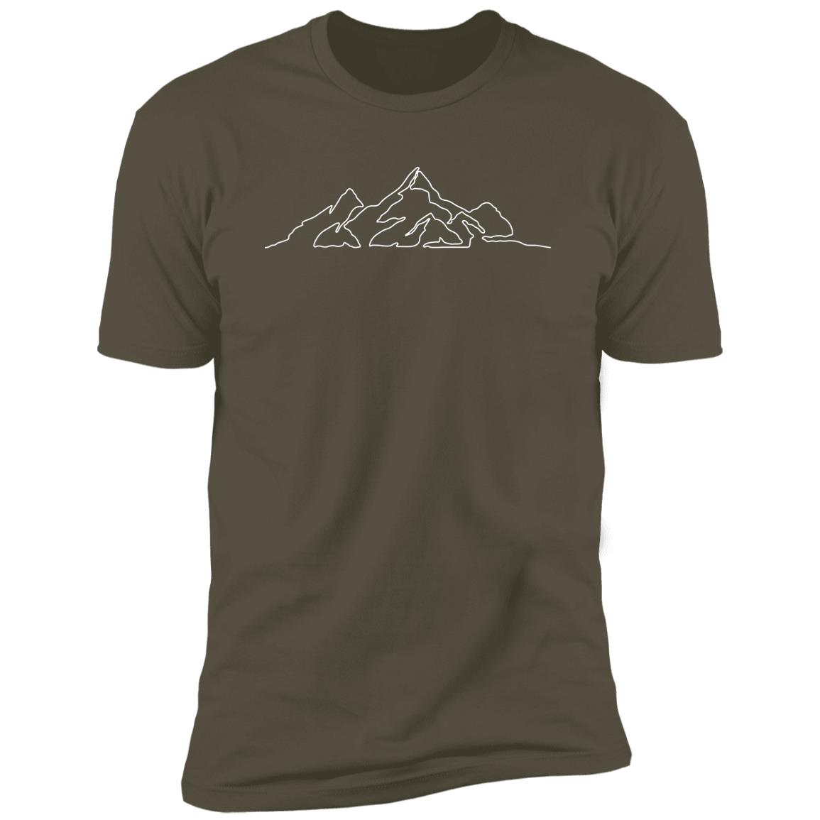 mountain line art white Premium Short Sleeve T-Shirt - Image 12
