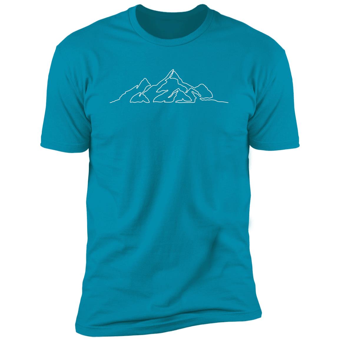 mountain line art white Premium Short Sleeve T-Shirt - Image 14