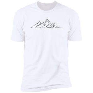mountain line art black Premium Short Sleeve T-Shirt